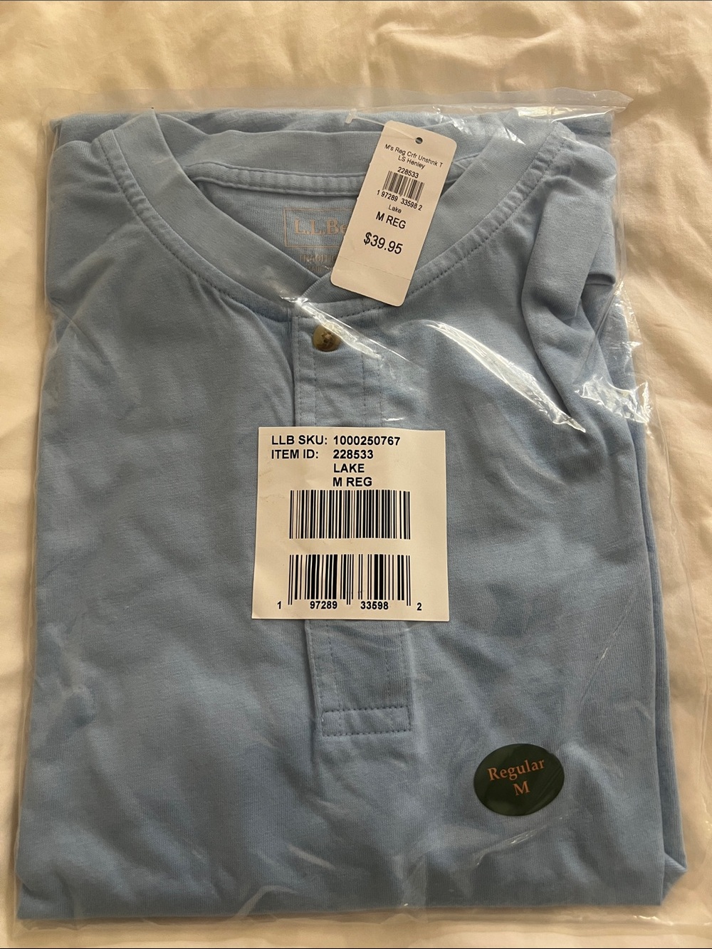 L.L. Bean Men’s Long-Sleeve Henley - Light Blue